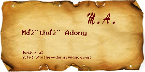 Máthé Adony névjegykártya